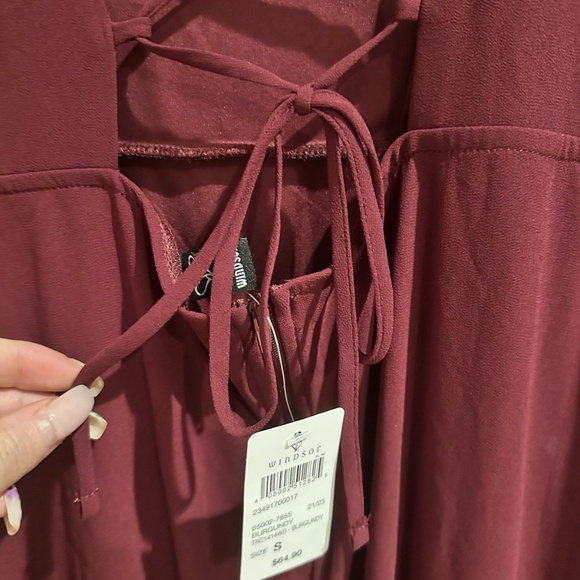 Windsor Burgundy Long Sleeve Square Neck Dress - Picture 12 of 12